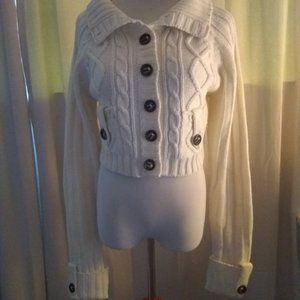 BUTTON UP CREAM CROPPED SWEATER  XLG